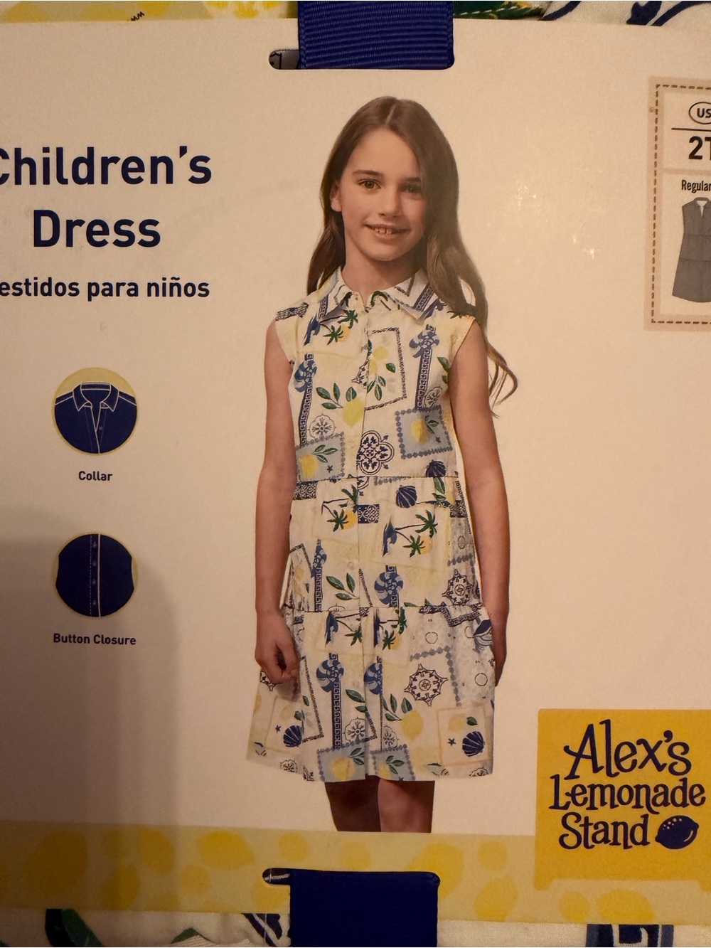 Girls' Yellow & Blue Floral Collared Dress